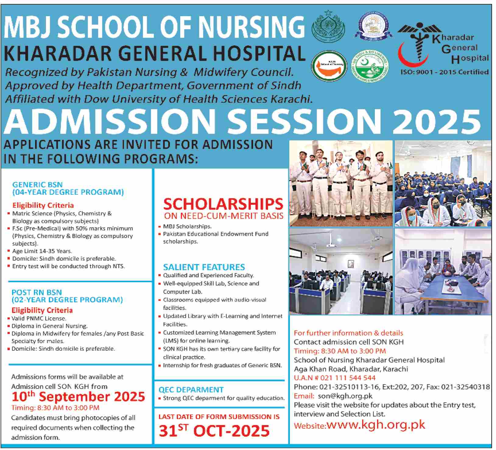 Admission Open in MBJ School of Nursing Kharadar General Hospital